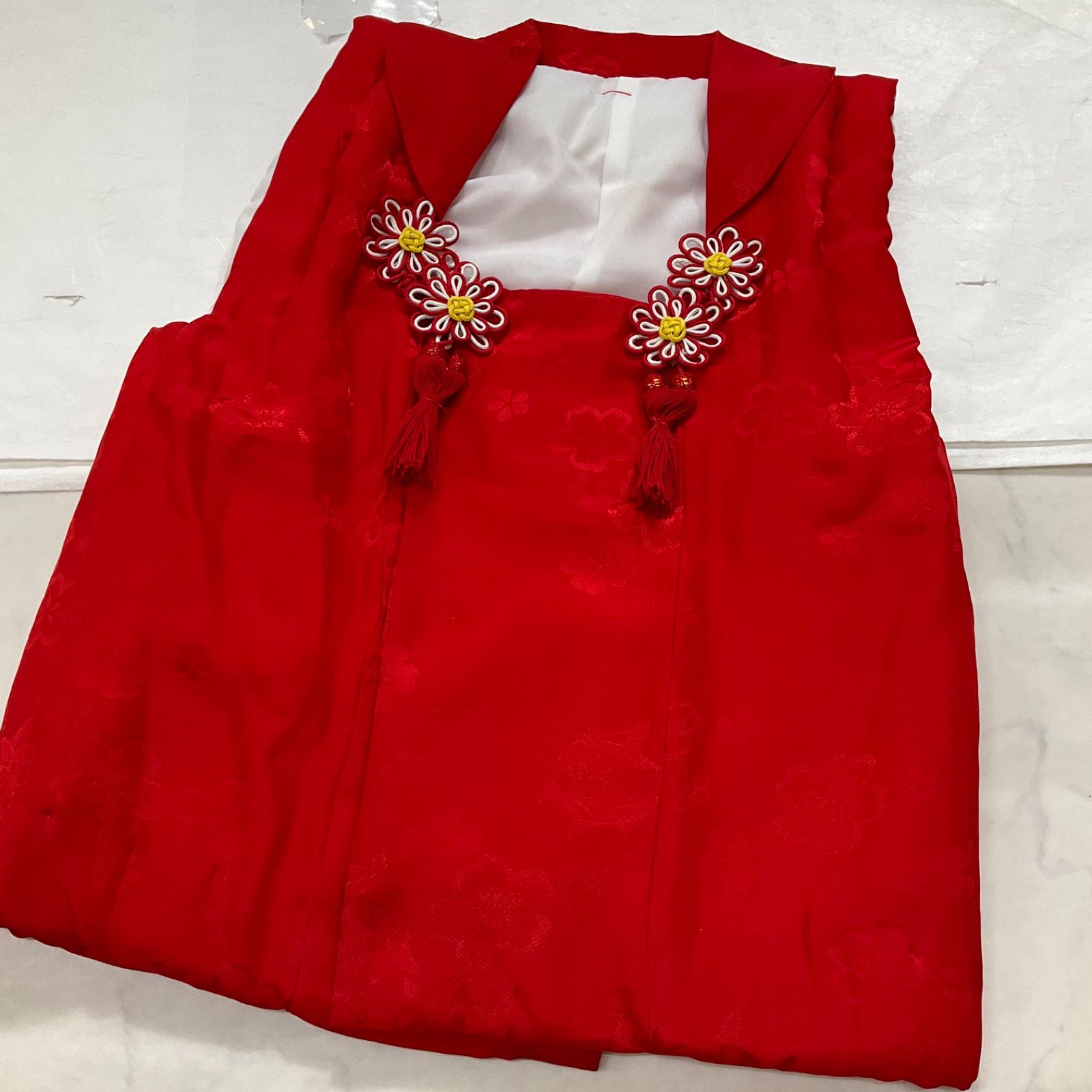 kimono one◆♥同然◆被布◆七五三◆紅色◆正絹◆女の子◆三歳用◆丈48.5肩幅30◆七五三子供お詣り◆G280