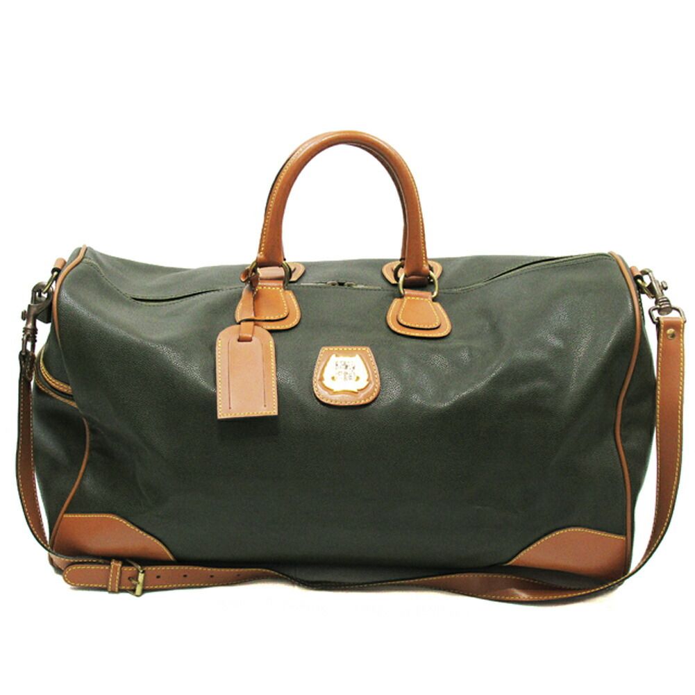 【X'masセール★30%OFF】ランセル LANCEL ボストンバッグロゴプレート 2WAYショルダー グリーン ブラウン ゴールド レディース 中古 超メルカリ市☆最大30％OFFセール中】ランセル LANCEL ボストンバッグ