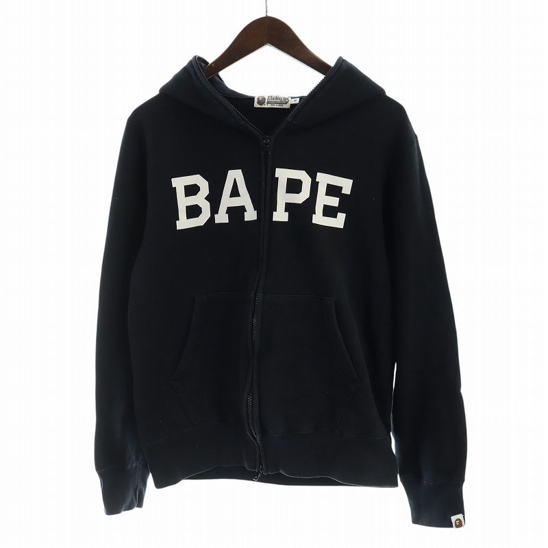 アベイシングエイプ A BATHING APE パーカー フルジップ 長袖 ジップアップ サルカモ 迷彩 ミリタリー柄 M 黒 ブラック GY35 /MQ