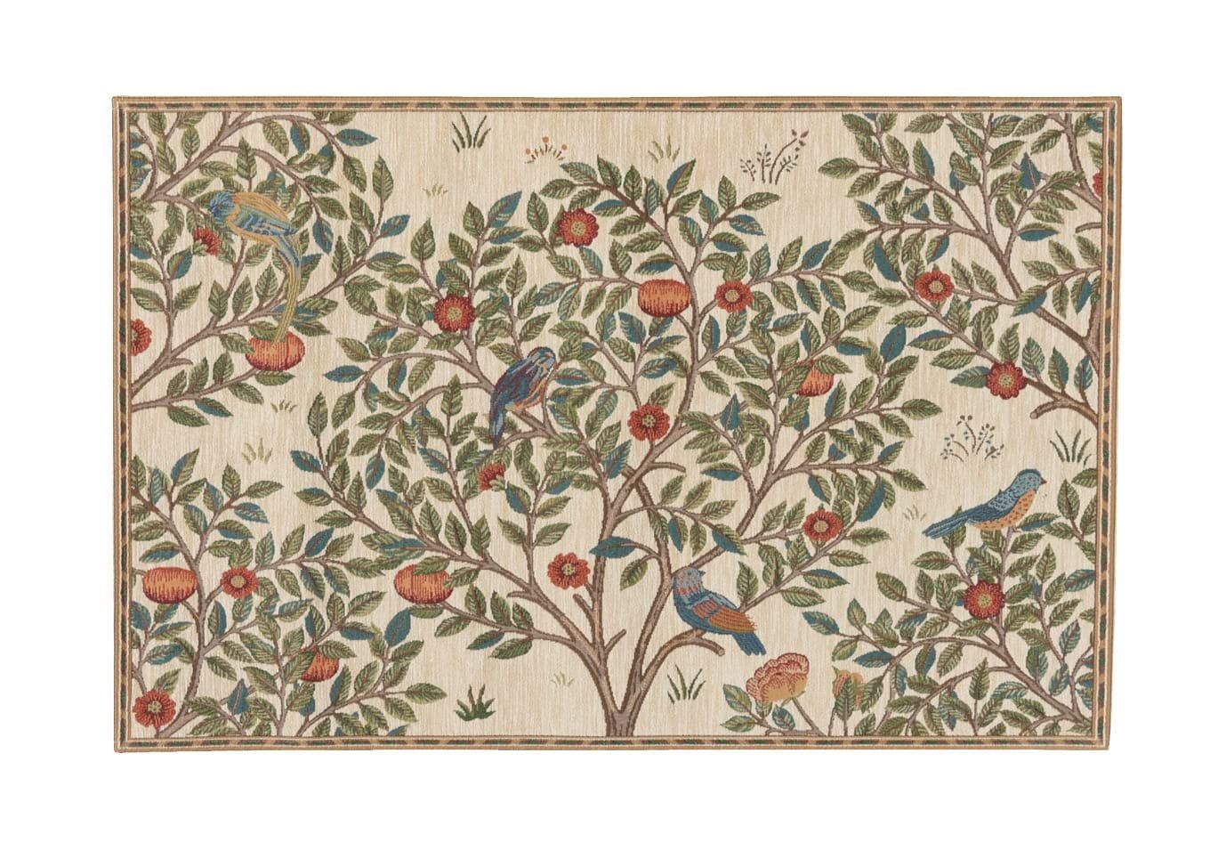 60X90cm 川島織物セルコン Morris Design studio モリスデザインスタジオ マット ケルムスコットツリー アイボリー 60X90cm FH1711A