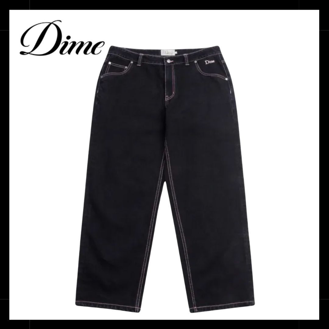 Dime ダイム Classic Relaxed Denim Pants / Black/contrast stitch