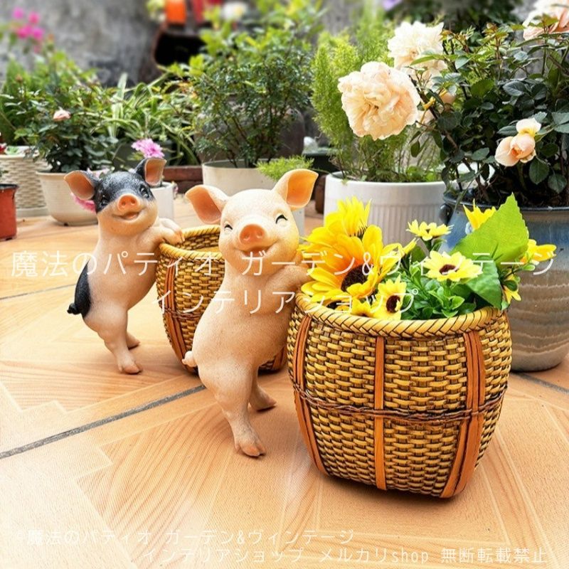 プランター ブタ かわいい 庭 樹脂 アニマル ぶた 動物 鉢植え 植木鉢 ガーデニング 雑貨 ガーデン雑貨 ガーデンインテリア ガーデン インテリア 庭の装飾 お洒落 おしゃれ 8-14