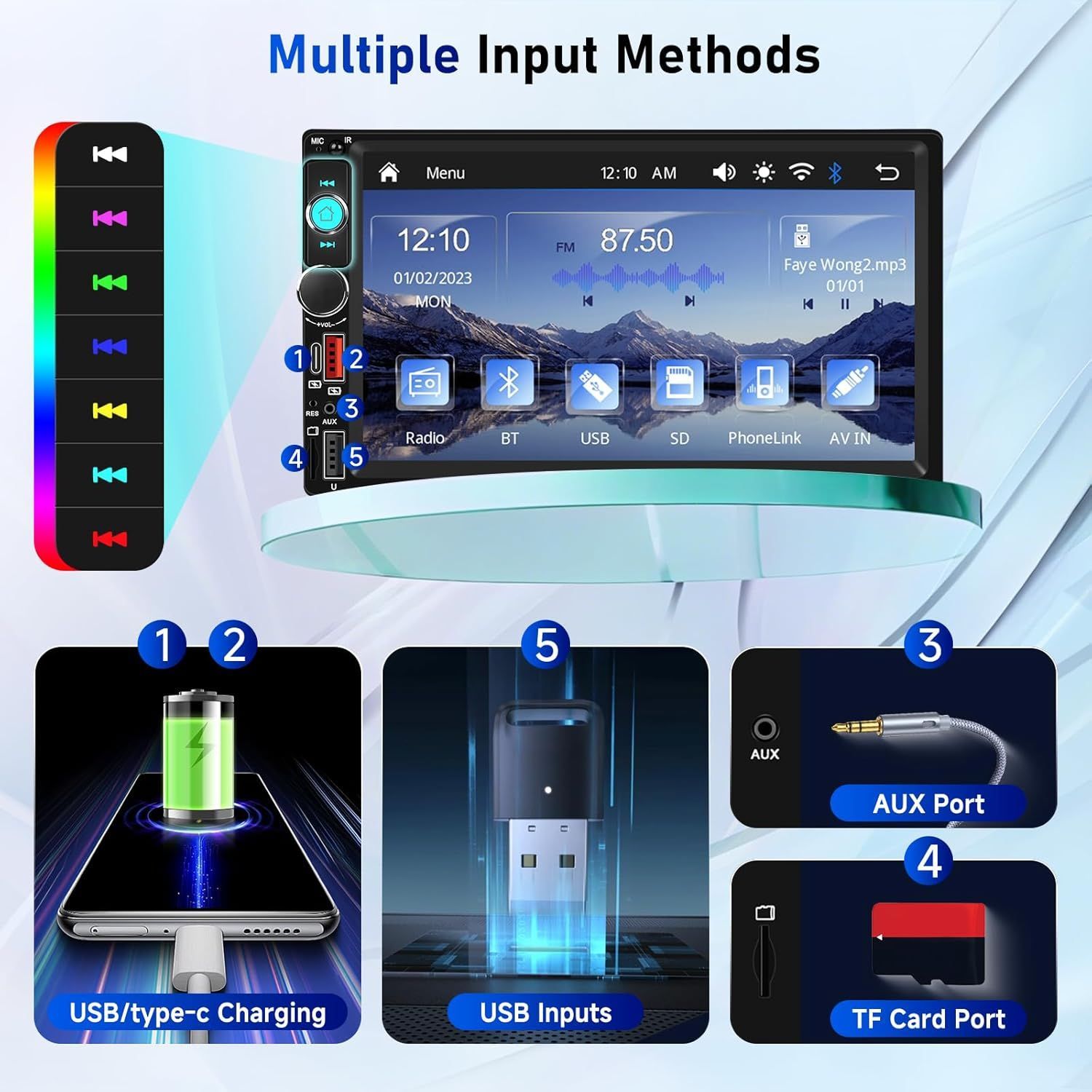 7インチHDタッチスクリーン Bluetooth