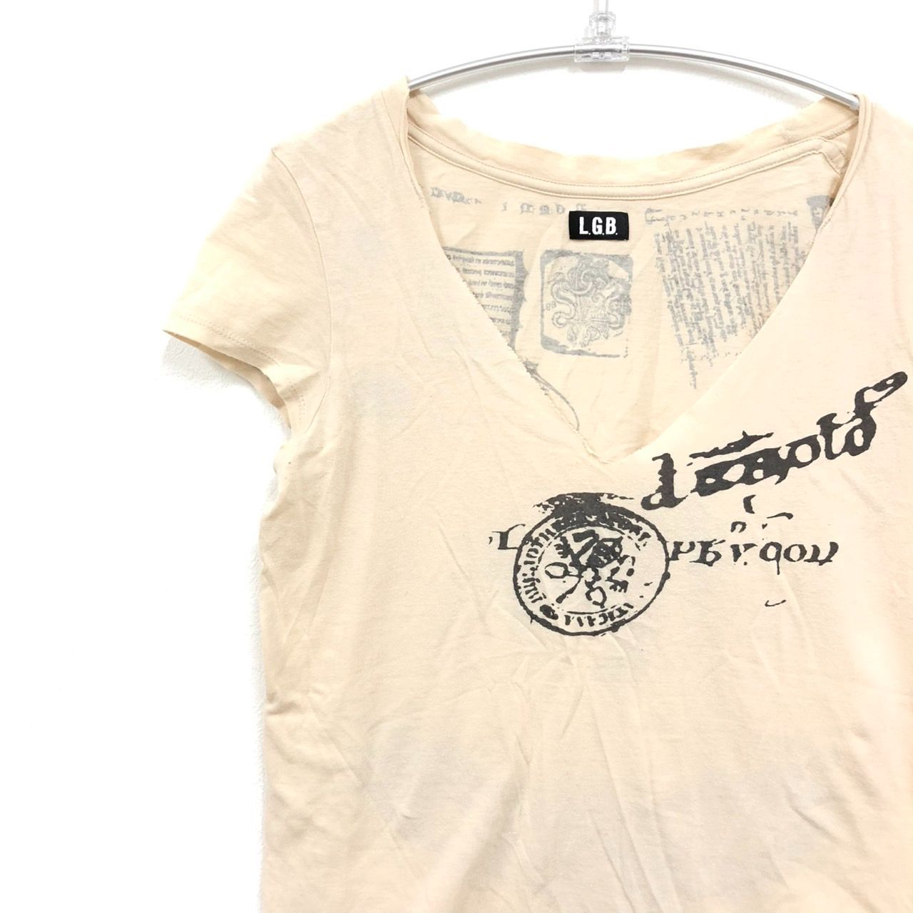 1点限り!! L.G.B LGB ルグランブルー 半袖 Tシャツ ベージュ レディース サイズ0 Hyde ハイド 古着 アパレル