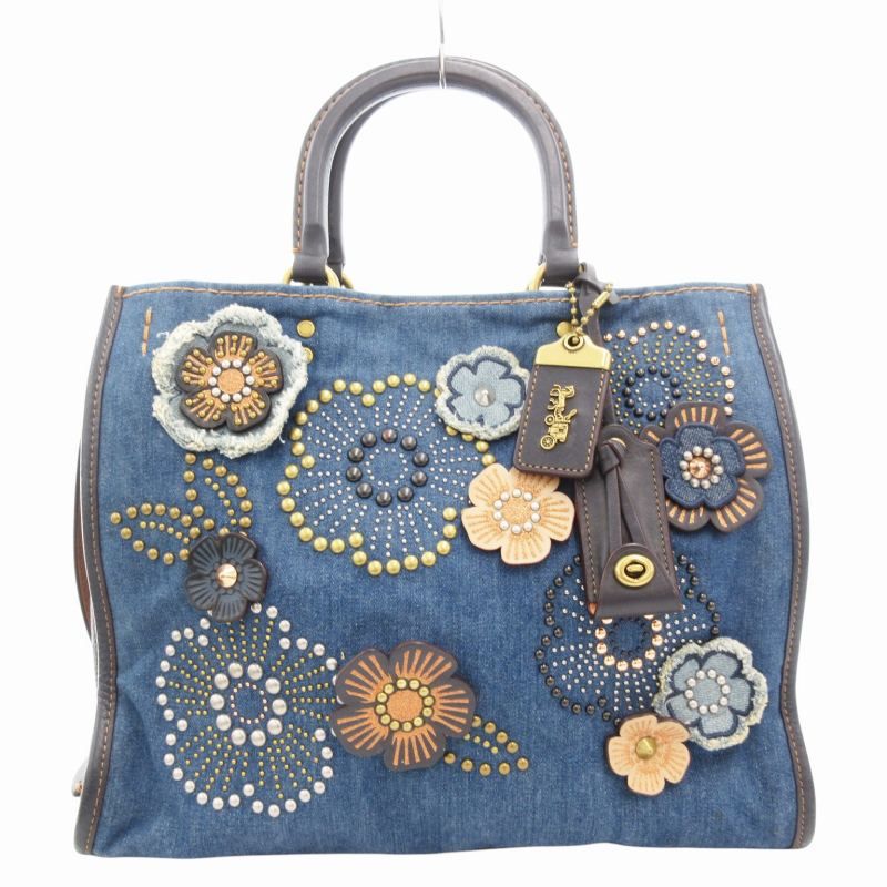 美品☆可愛い☆コーチ♡coach♡ティーローズ　デニムリュック☆ コーチ COACH 28886 ティーローズ リベット ローグ ハンドバッグ