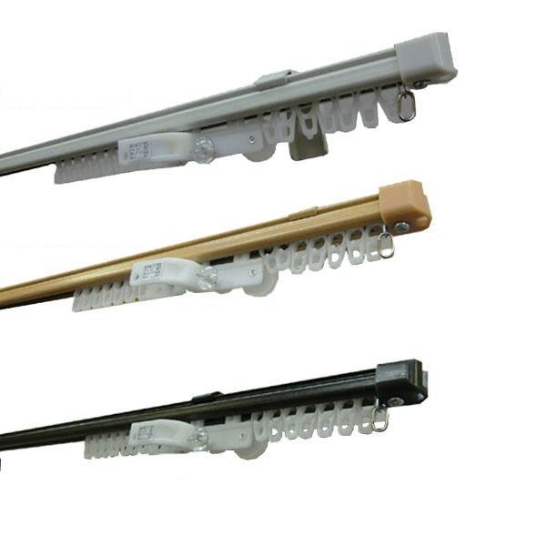 【新品・3営業日で発送】Como 伸縮カーテンレール クロスライド 2mシングル(1.1-2.0m) ミディアムウッド