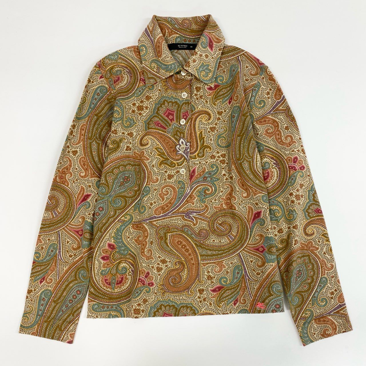 67j6 《美品》 ETRO エトロ イタリア製 長袖ポロシャツ カットソー 