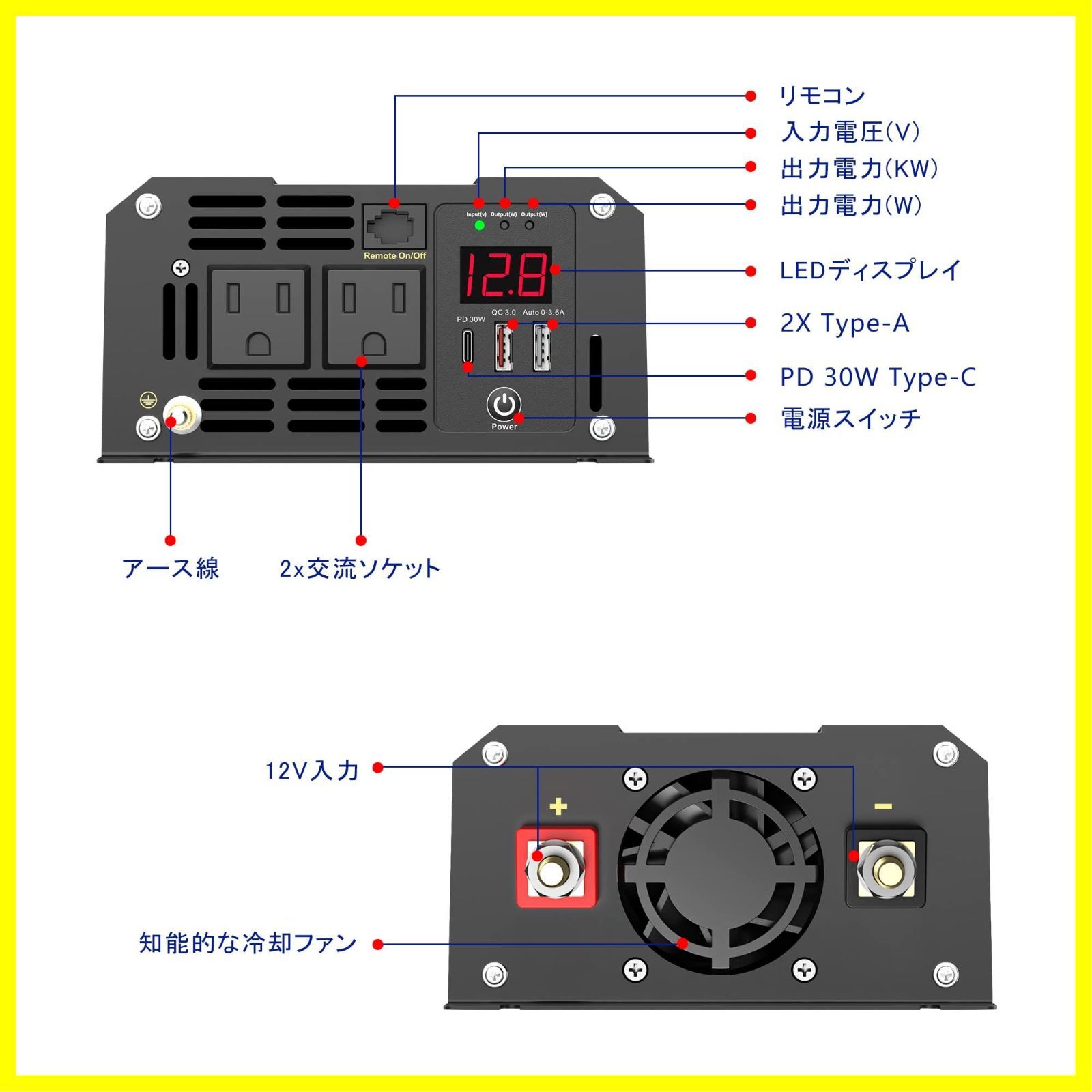 GIANDEL LEDディスプレイつき リモコンつき 2口 ACコンセント USB