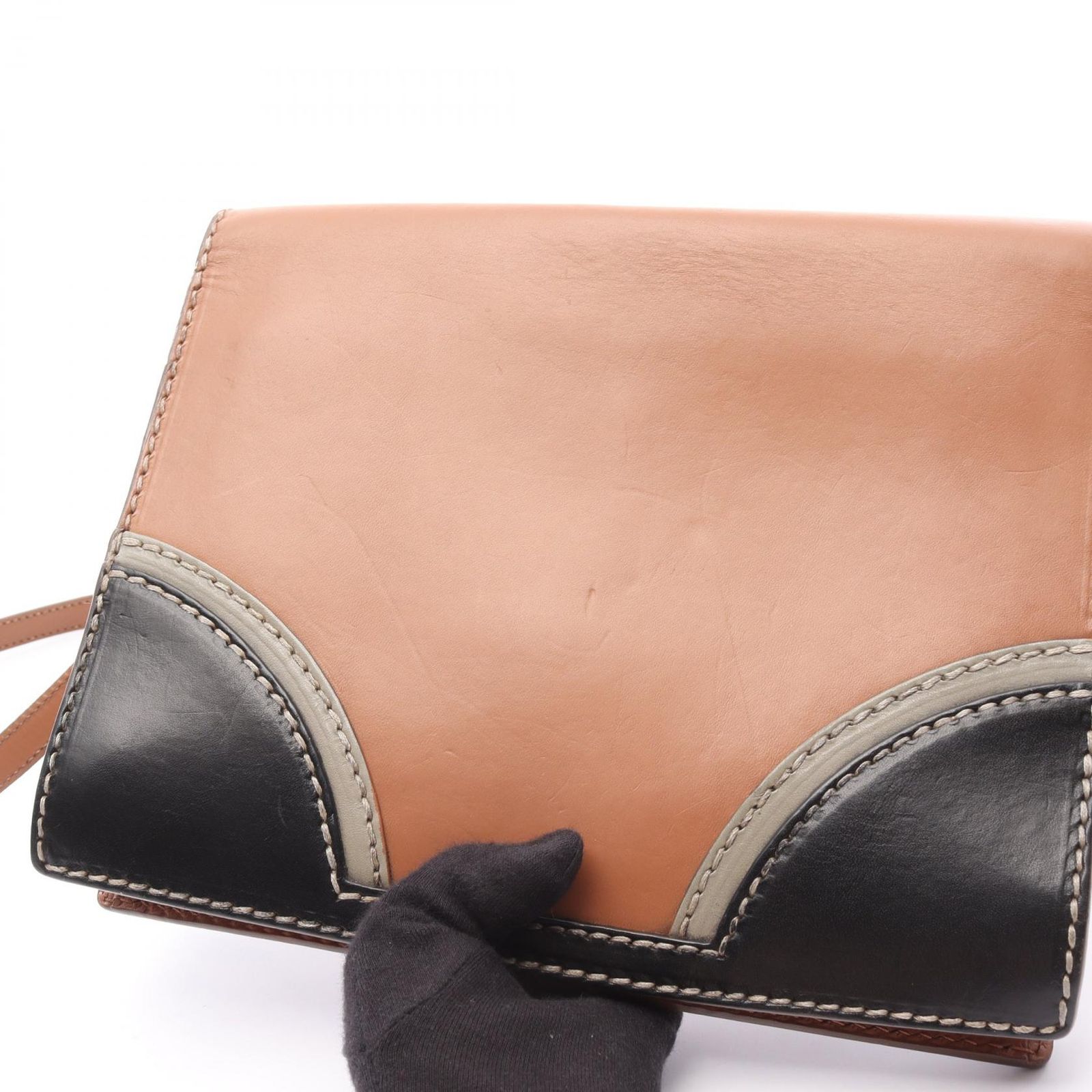 プラダ PRADA ショルダーバッグ ステッチリム BR5138 ブラウン 