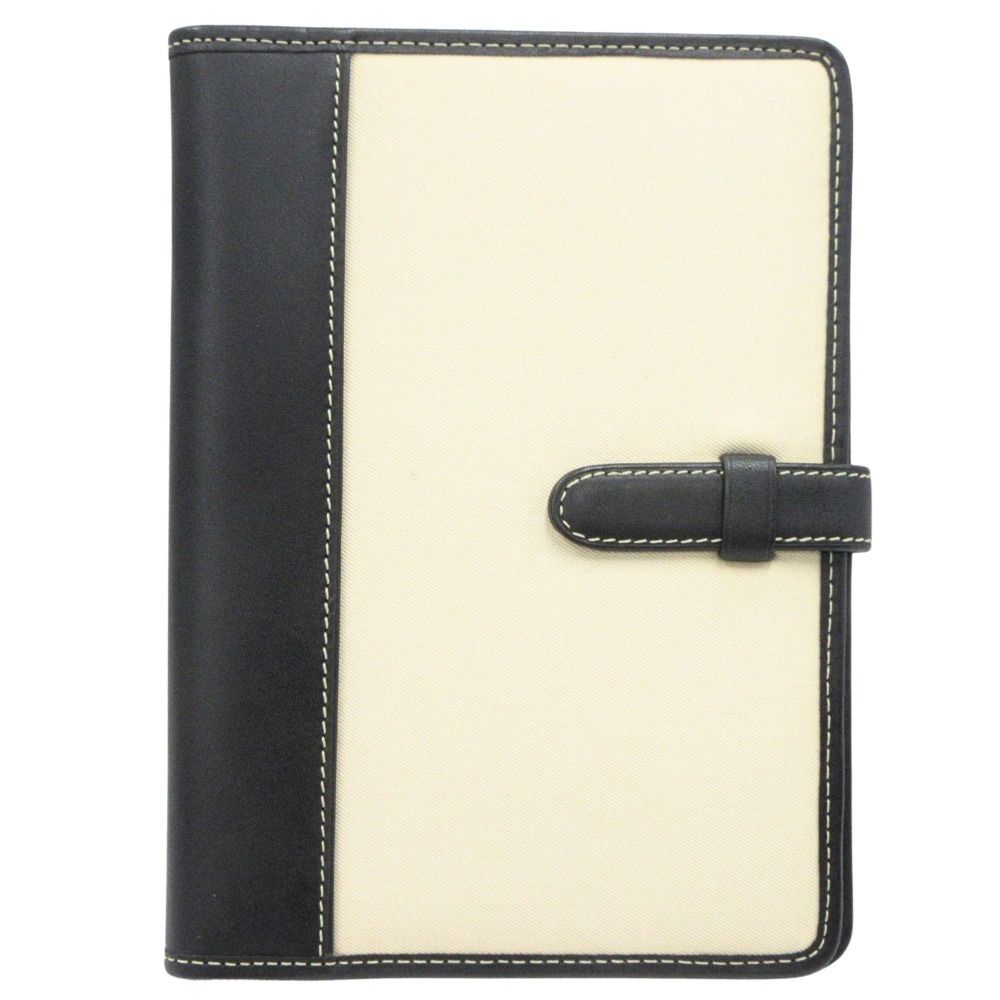 COACH コーチ レザー 切替 手帳カバー フォトブック 写真入れ 二つ折り ブラック ライトベージュ系 メンズ レディース 古着