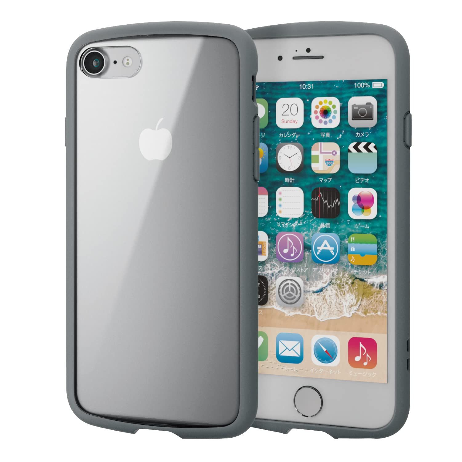 / 8 (第2世代/第3世代) / 7 用 SE ケース 耐衝撃 背面クリア iPhone TOUGH SLIM LITE エレコム グレー PM-A22STSLFCGY