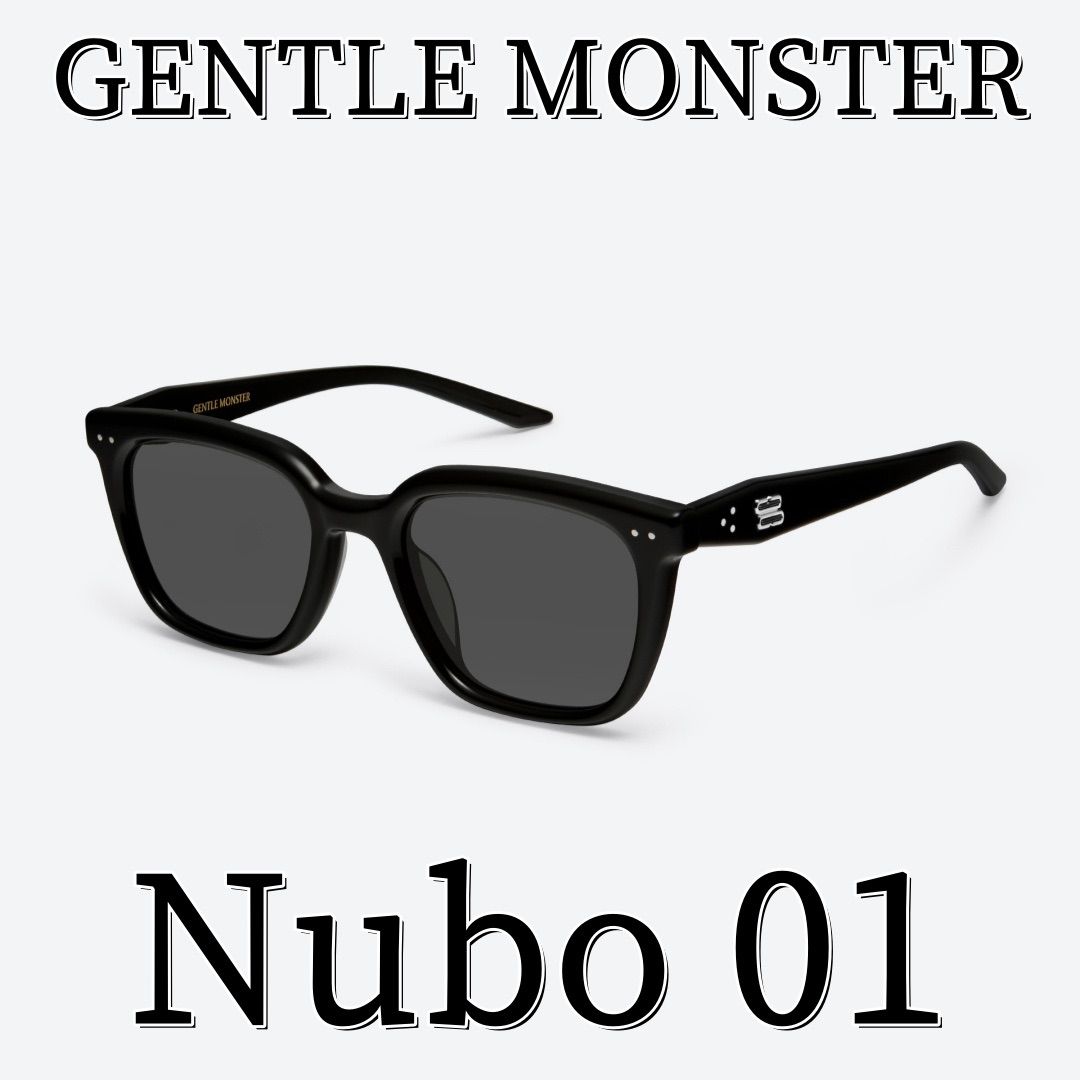 2024新作 ジェントルモンスター Gentle Monsterサングラス Nubo 01 ブラックアセテートフレーム/ブラックレンズ/スクエアシェイプ  正規品