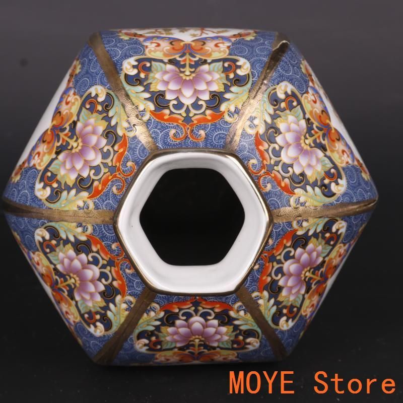 清乾隆蒔金琺瑯彩花鳥六方梅瓶 景徳鎮 陶磁器 装飾品 工芸品