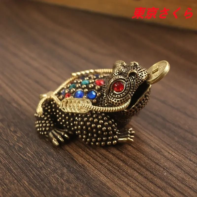 カエル　蛙　銅製　ブロンズ像　骨董　置物　インテリア　工芸品　美術品　A3392 カエル 蛙 銅製 ブロンズ像 骨董 置物 インテリア 工芸品 美術品 A3392