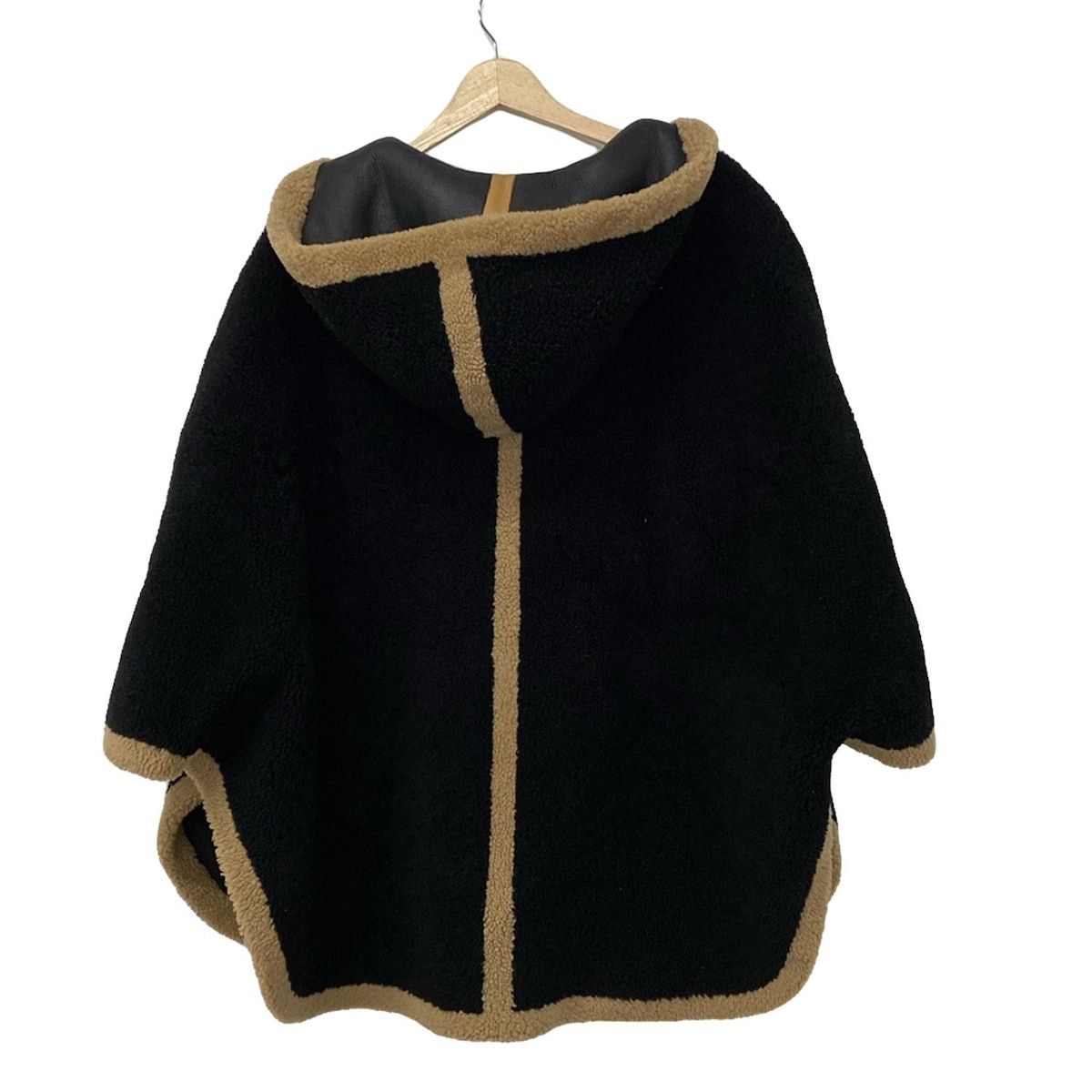 BLANCHA ブランカ ポンチョ サイズ38 M レディース - 黒×ベージュ ムートン 秋 冬