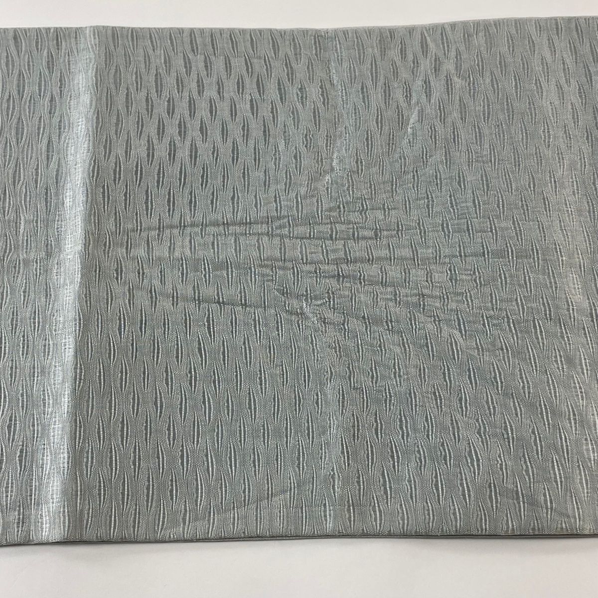 袋帯 美品 名品 幾何学 白馬 箔 青灰色 お太鼓柄 正絹