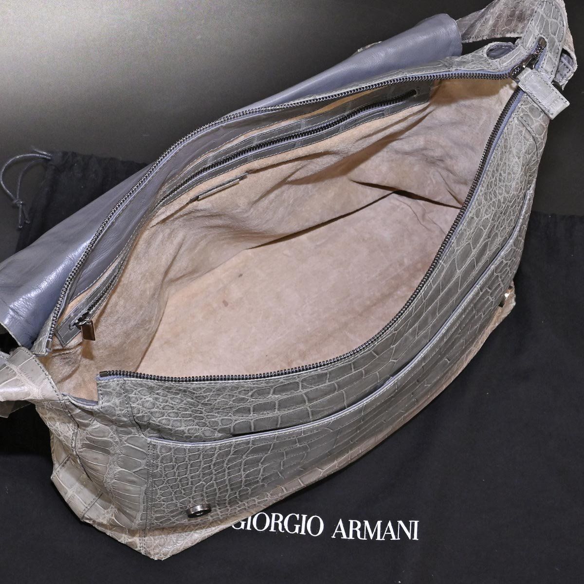 本物 ジョルジオアルマーニ 最高級マットクロコダイルレザーメンズ