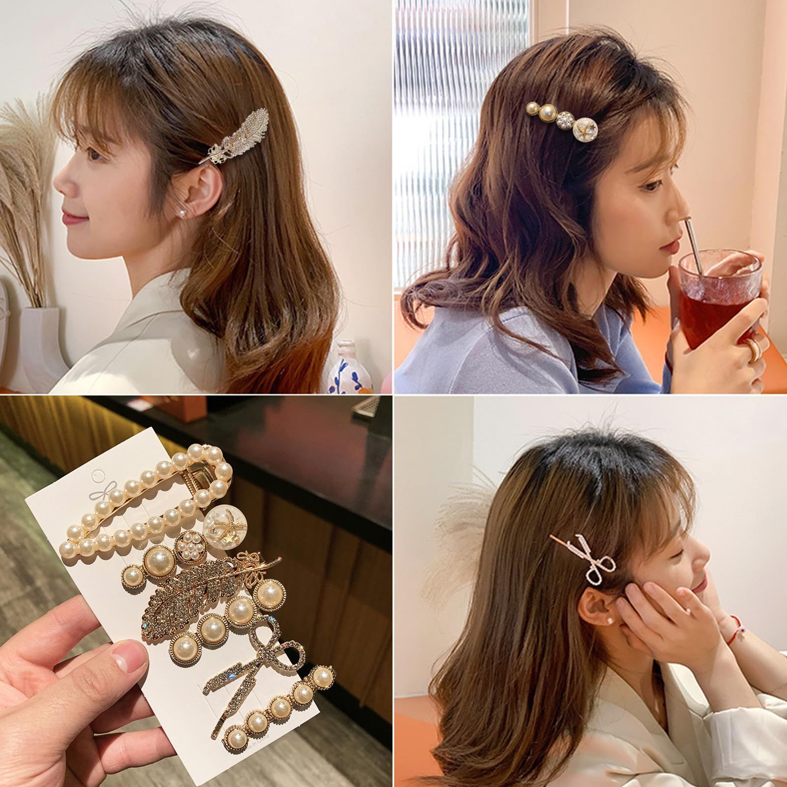 ヘアクリップ レトロ ヘアピン ジルコニア サイド クリップ ヘア