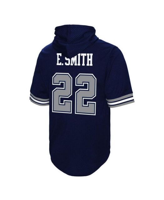 【送料無料】 ミッチェルu0026ネス メンズ Tシャツ トップス Men's Emmitt Smith Navy Dallas Cowboys Retired Player Mesh Name Number Hoodie T-Shirt Navy