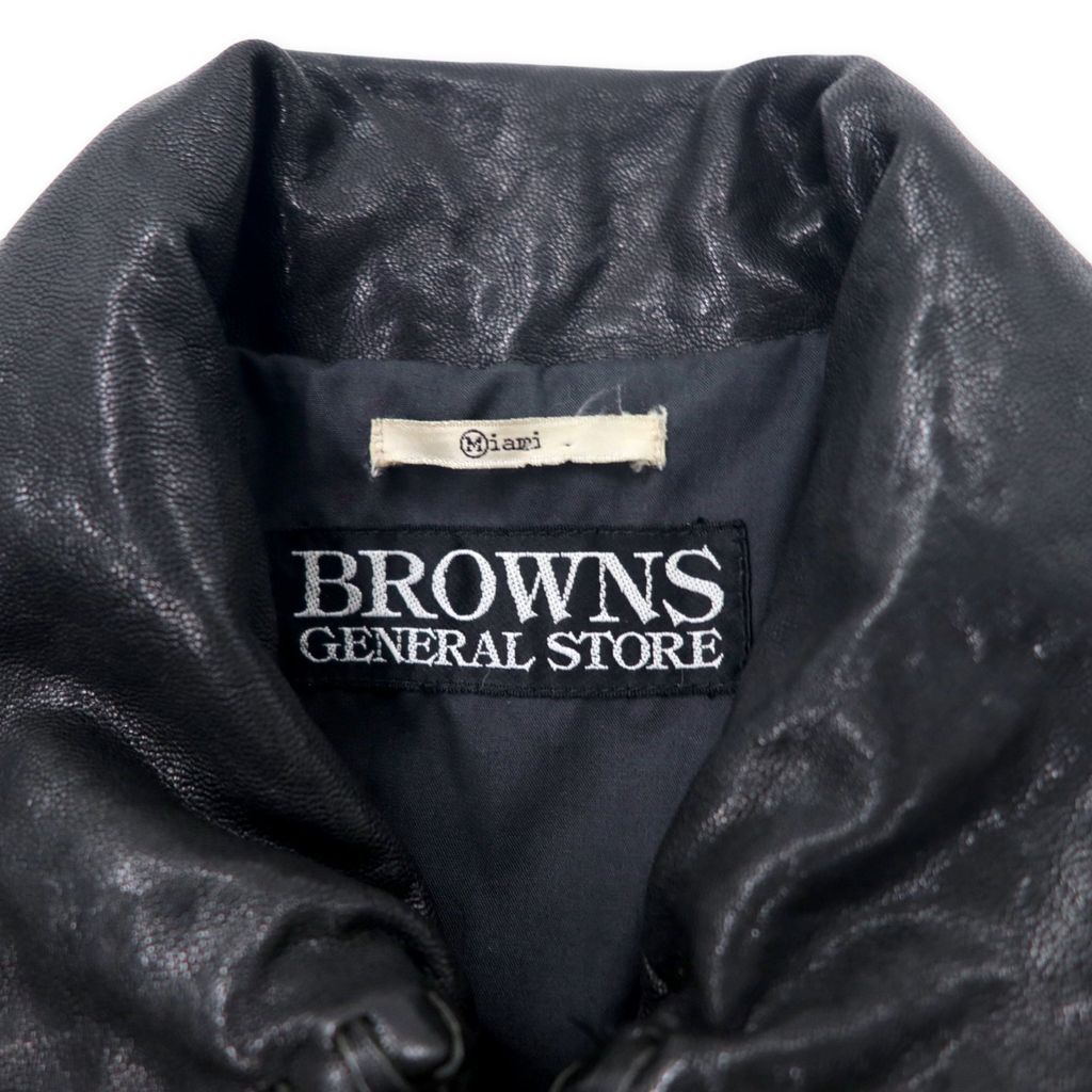 BROWNS GENERAL STORE ゴートレザー ライダースジャケット M ブラック 