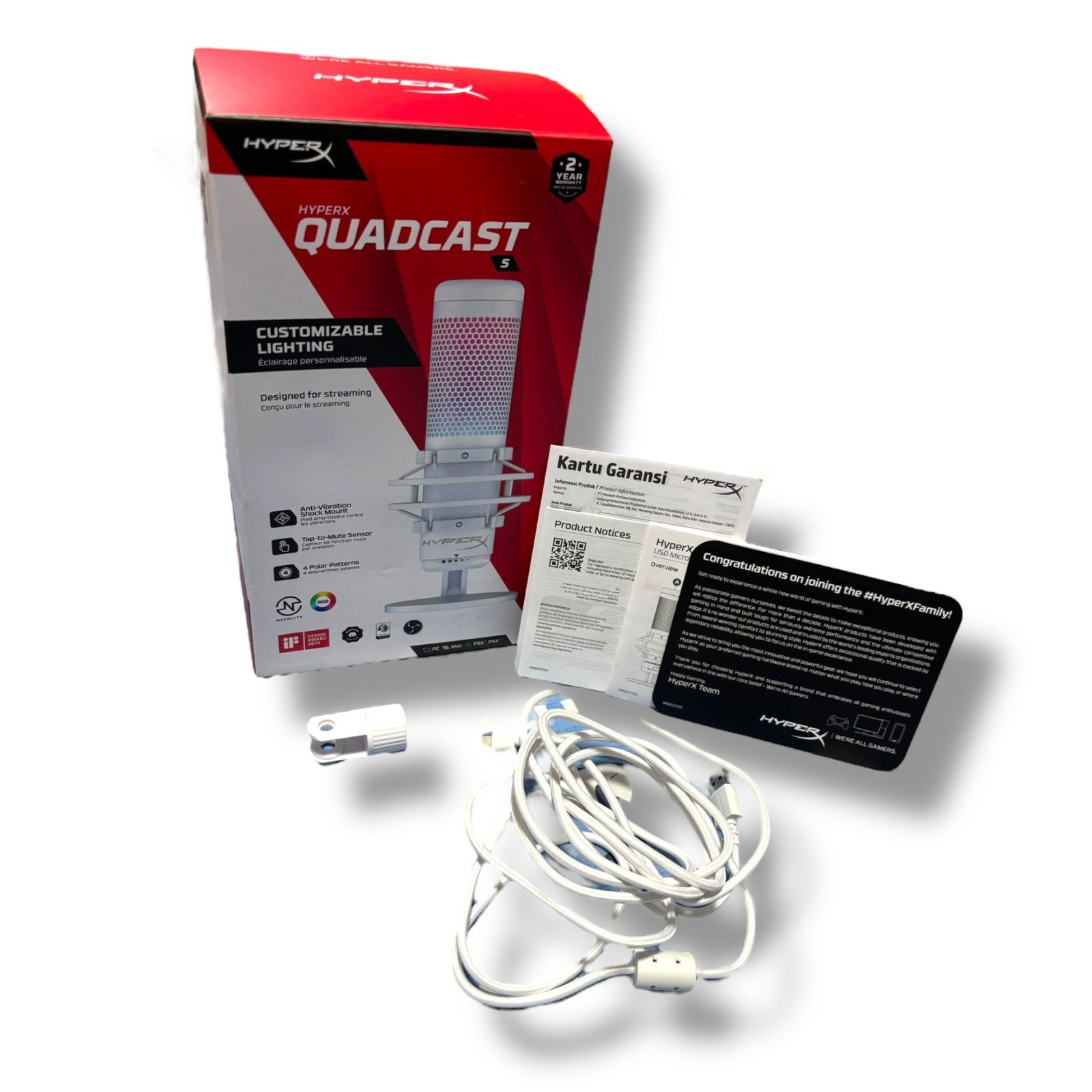 HyperX QuadCast S スタンドアロンマイク ホワイト S115893477 - 配信