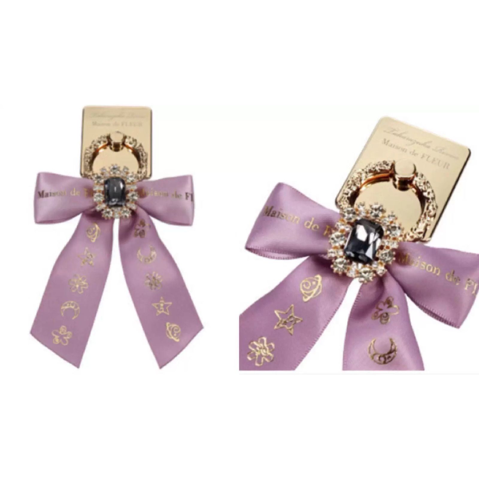 宝塚 x Maison de FLEUR 2022年 カラフルビ ジューリボンリール付き ドリル装飾 スマホリング purple 1点