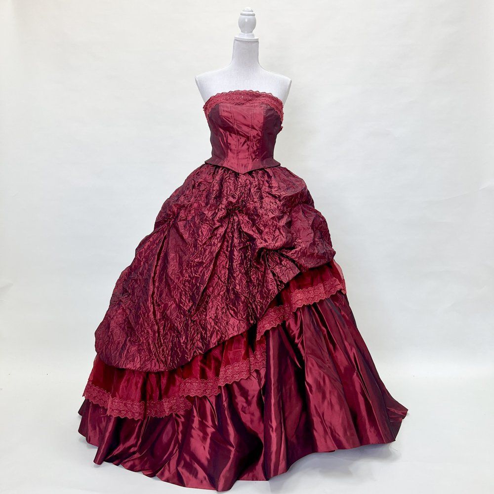 Lancetti ワインレッド ストラップレス カラードレス 中古 カラードレス ワインレッド 赤色 LANCETTI ランチェッティ