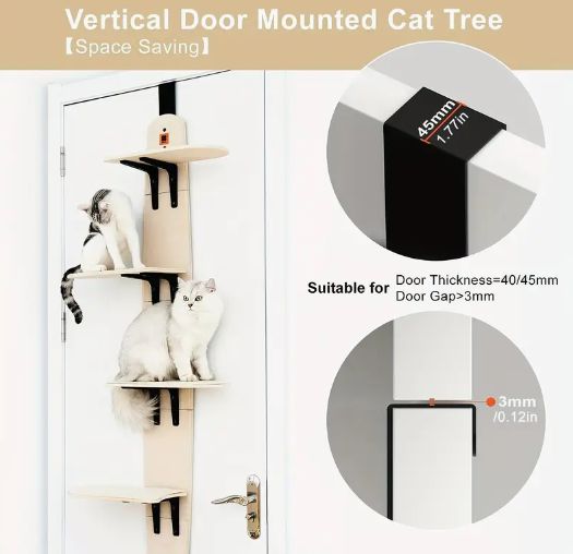 ドアマウント垂直キャットツリータワー カーペット敷きの板付き