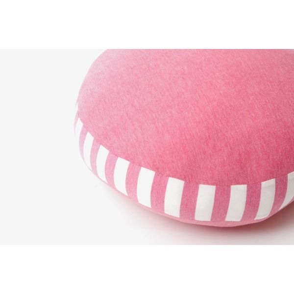 腰当て クッション 座布団 〔無地 フロア 円形 ピンク 約50R×5cm〕 マイクロファイバー 伸縮性 オールシーズン 〔リビング〕〔代引不可〕