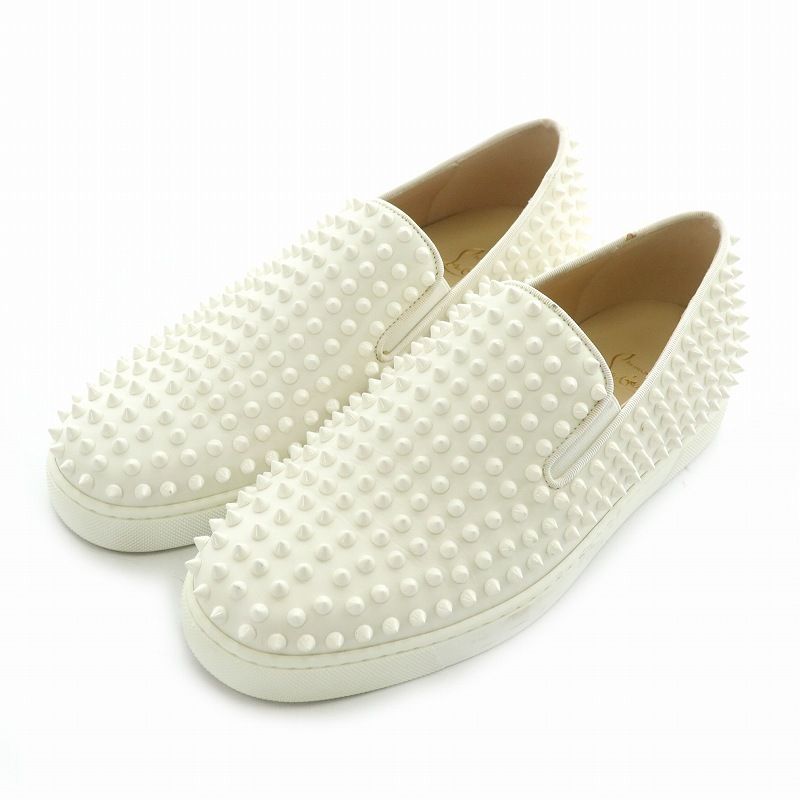 クリスチャンルブタン Christian louboutin ROLLER-BOAT ローラーボート スリッポン スニーカー シューズ スタッズ ローカット 43 27.0 白 ホワイト |MP GY17