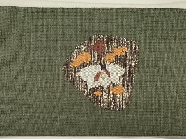 節紬八寸名古屋帯（大きな市松文）正絹美品 平和屋着物◎八寸名古屋帯 紬地 幾何学模様 正絹 逸品 CAAY7447th