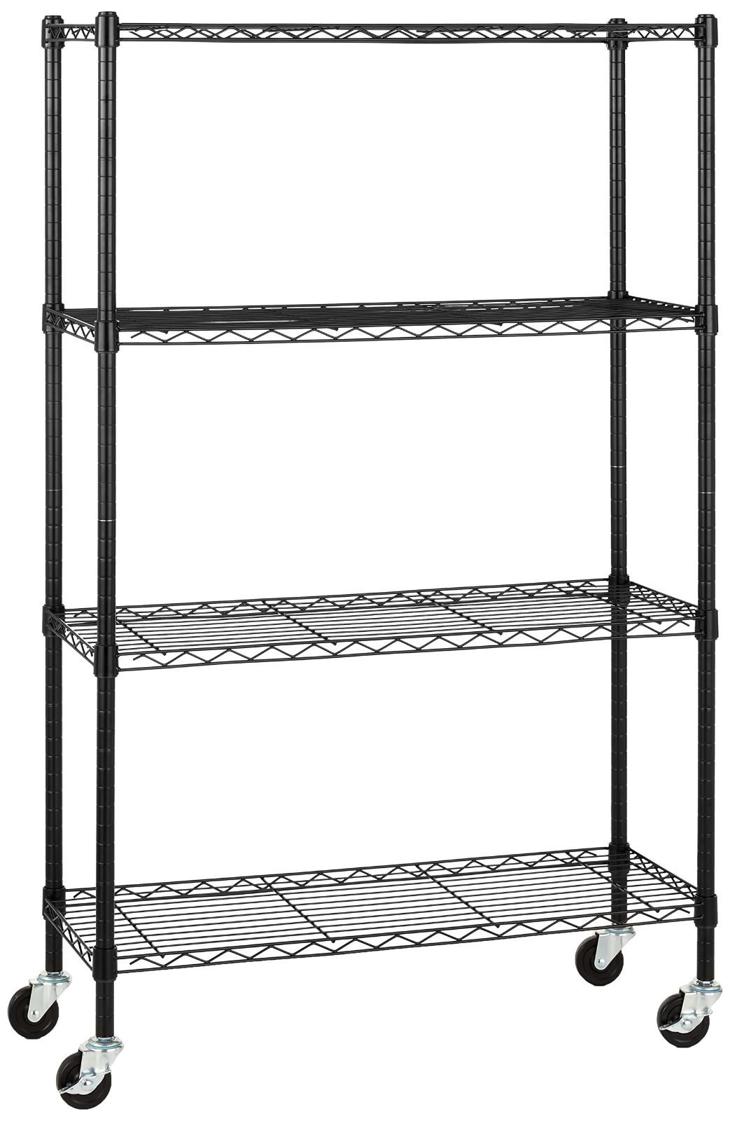 【在庫処分】ベーシック 4段スチールラック 棚 メタルラック キッチンラック キャスター付き 耐荷重160kg 幅91.4 x 奥行35.6 x 高さ146.7cm ブラック