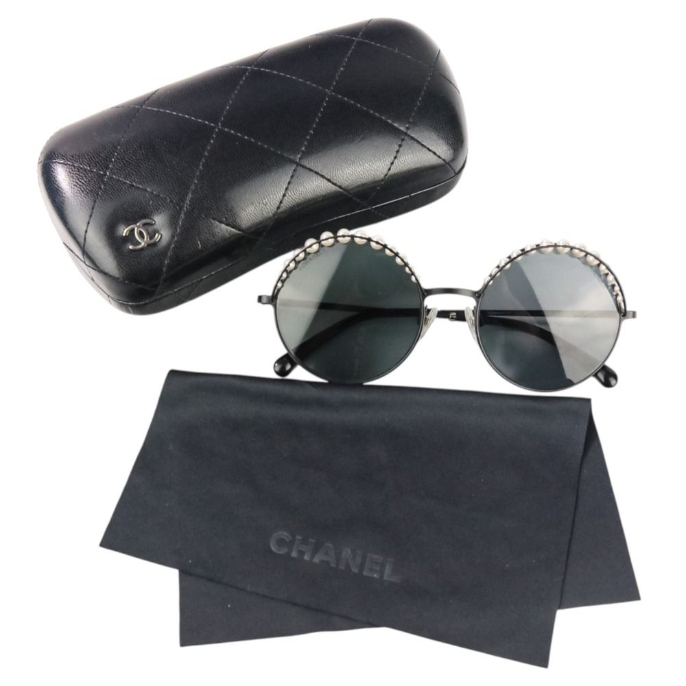 美品 CHANEL シャネル フェイクパール ラウンドサングラス 4234