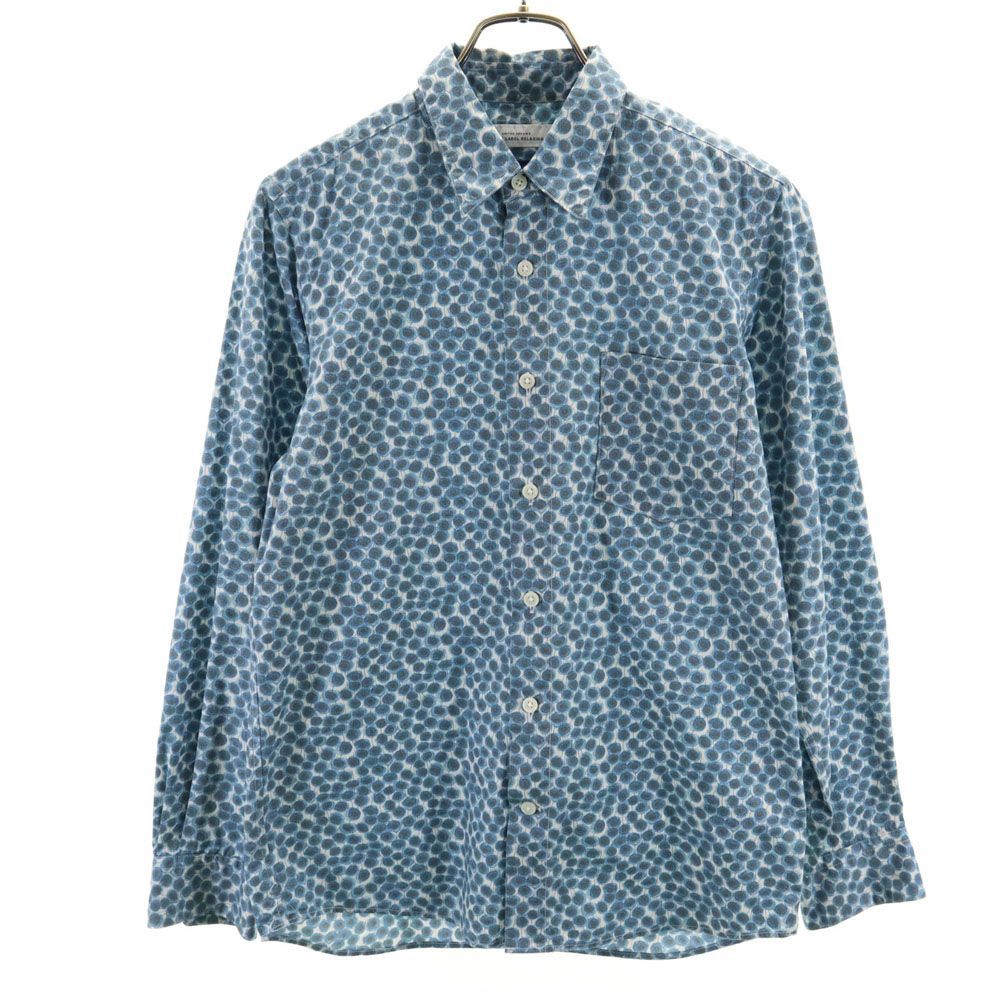 グリーンレーベルリラクシング リバティ ユナイテッドアローズ 総柄 長袖 シャツ S ブルー系 green label relaxing LIBERTY メンズ 古着 【240421】