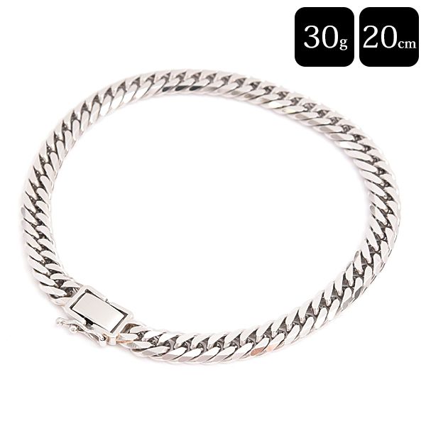 喜平 ブレスレット PT850 6面カット ダブル 30g 20cm 造幣局検定 喜平 ブレスレット PT850 6面カット ダブル 30g 20cm 造幣局検定