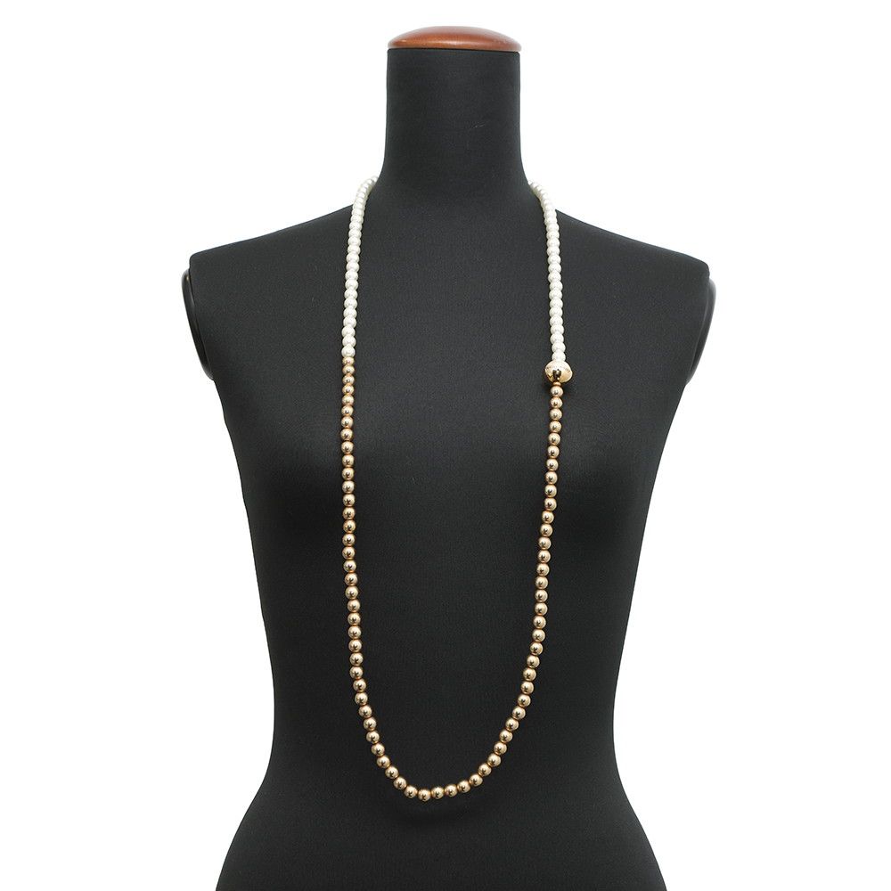ミュウミュウ　フェイクパールネックレス ミュウミュウ ネックレス フェイクパール ロゴ 5JC975 Miu Miu