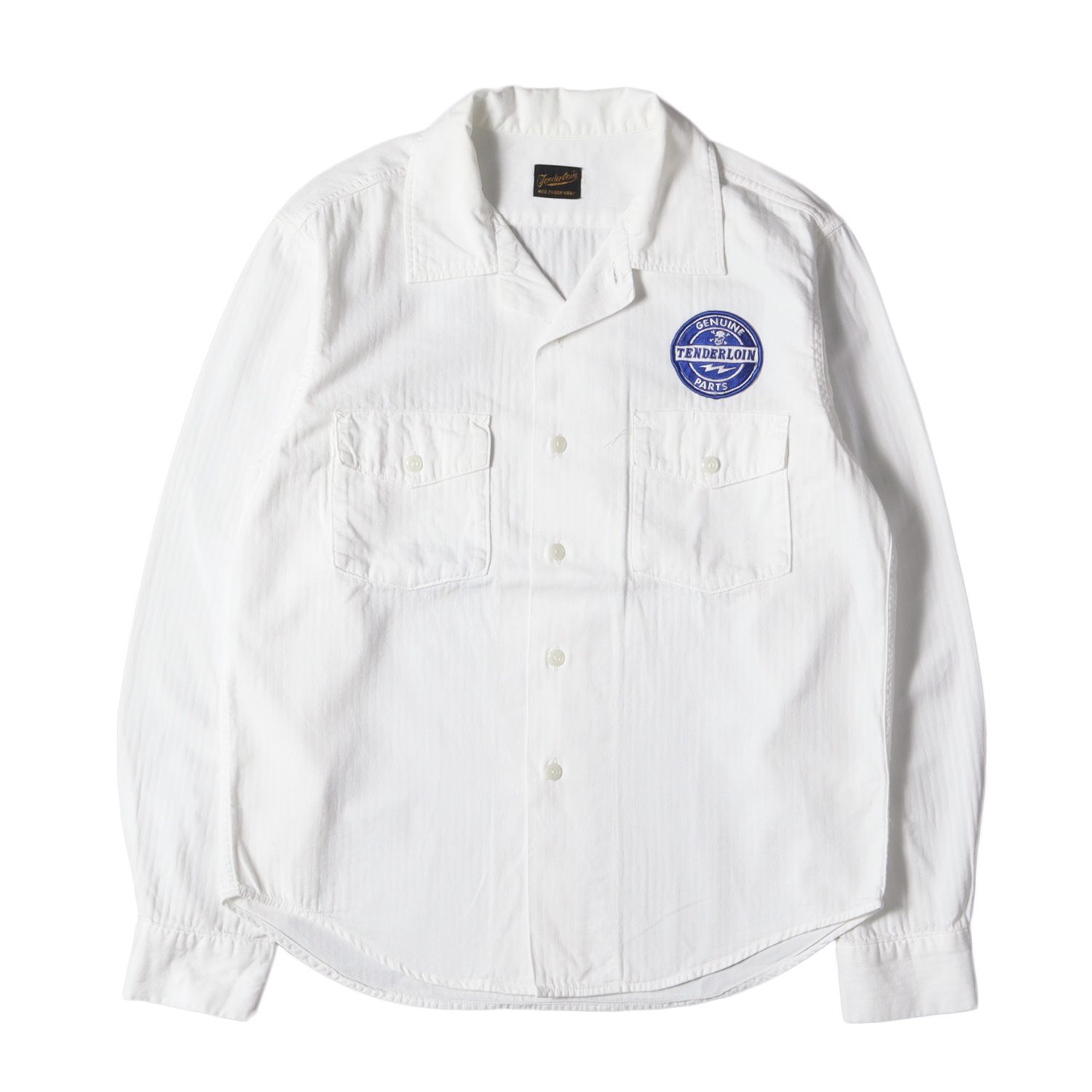 中古】TENDERLOIN ヘリンボーン ワークシャツ 長袖 [M] ホワイト