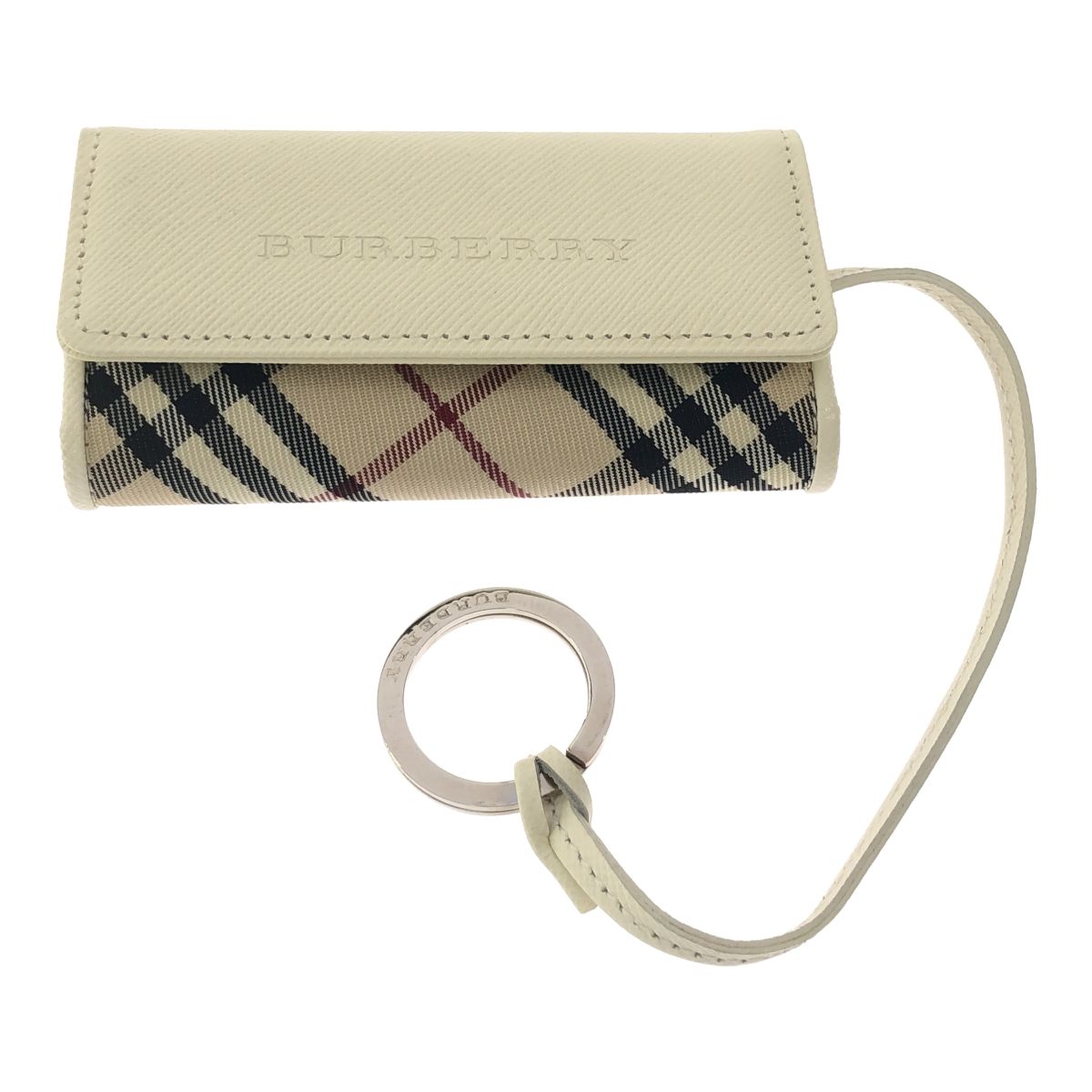 BURBERRY バーバリー 5連キーケース 小物 ホワイト ベージュ ブラック レザー キャンバス チェック レディース 女性
