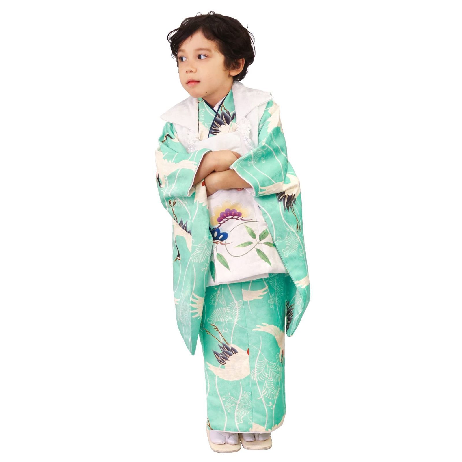KYOETSU キョウエツ 七五三 3歳 着物 男の子 被布 フルセット しちごさん 2.吉祥鶴の舞 90-100cm