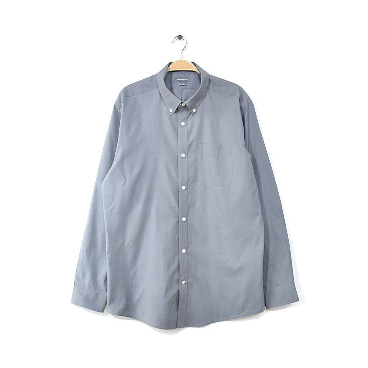 エディーバウアー リラックスフィット コットン ポリエステル 長袖シャツ BDシャツ グレー メンズL Eddie Bauer 古着 CA0943
