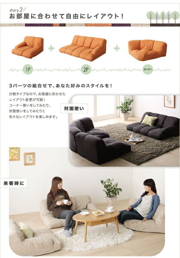 フロアコーナーソファ 背もたれ