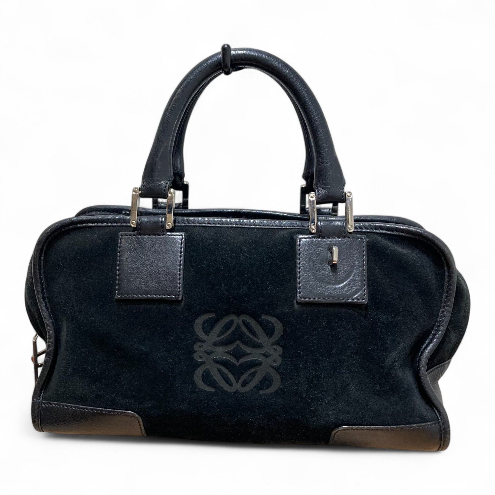 ロエベ LOEWE ハンドバッグ レザー ミニボストン アナグラム スエード