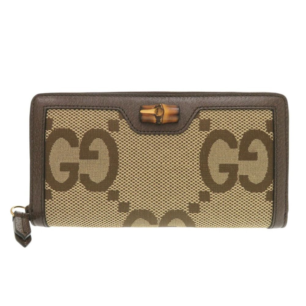 グッチ ジャンボGG バンブー 658634 キャンバス|レザー ブラウン 長財布 0783 GUCCI