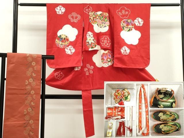 平和屋着物[]七五三 女の子 3歳 祝着 三つ身 帯・小物セット 駒