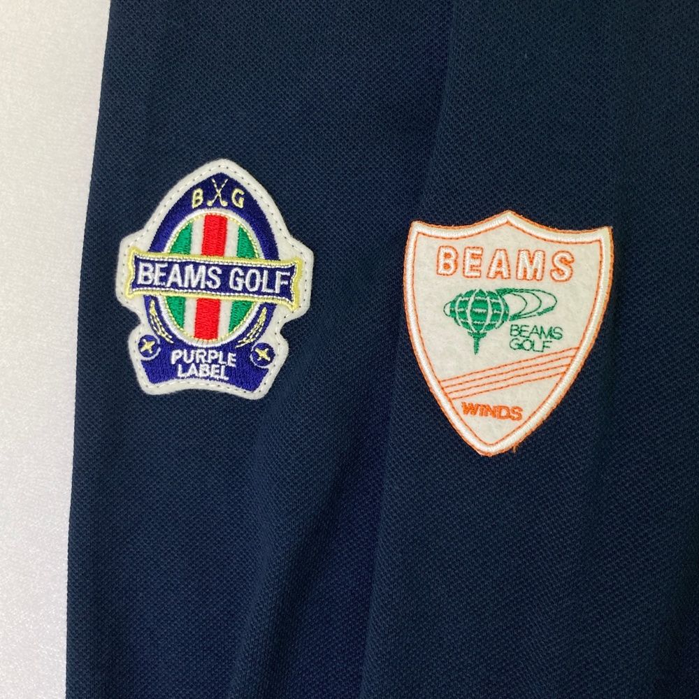 サイズ：S BEAMS GOLF ビームスゴルフ  長袖ポロシャツ ボタンダウン ワッペン  ネイビー系 [240101487251] ゴルフウェア メンズ ストスト サイズ：S BEAMS GOLF ビームスゴルフ 長袖ポロシャツ ボタンダウン
