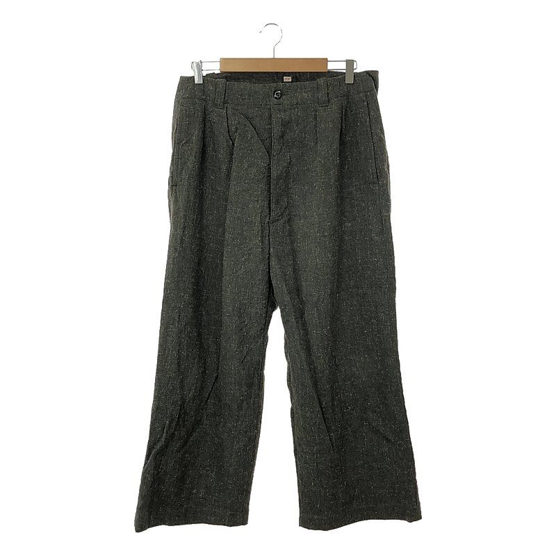 OUTIL / ウティ | ケンピブレンド ウール リネン ワーク  2タック ワイド パンツ | 2 | グレー系 | メンズ OUTIL / ウティ | ケンピブレンド ウール リネン ワーク 2タック