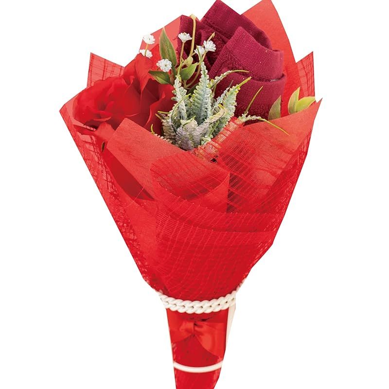 ユメギフト 花束 タオル 泉州タオル フラワー ブーケ ハンドタオル レッド S 1