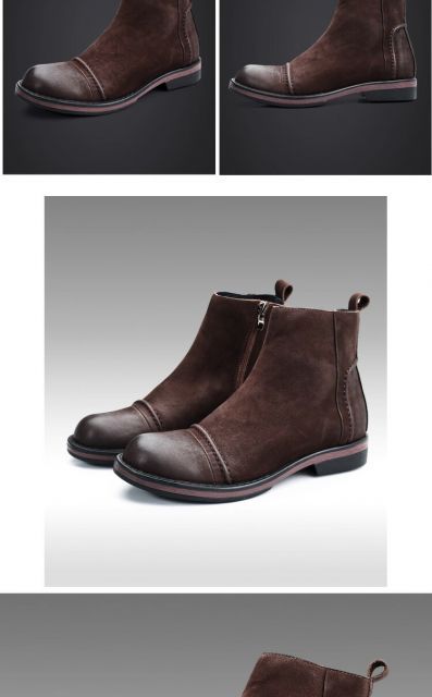  種類5 ブラック 26.5 cm ブーツ ショートブーツ メンズ 本革 スエード サイドジッパー 感 大人 カジュアル 通気性 柔らかい シンプル マットアッパー ブラウン サイズ24.0〜27.0 ウエスタンブーツ ブーツ 革靴