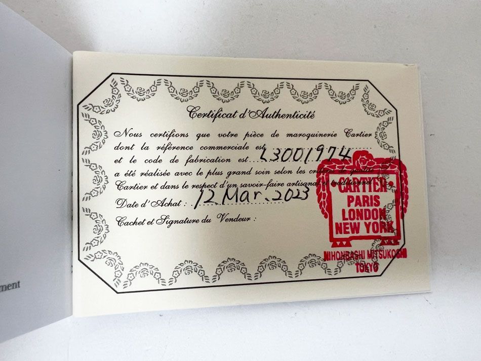 Cartier カルティエ マスト ドゥ ポーチ SM グレー カーフスキン  