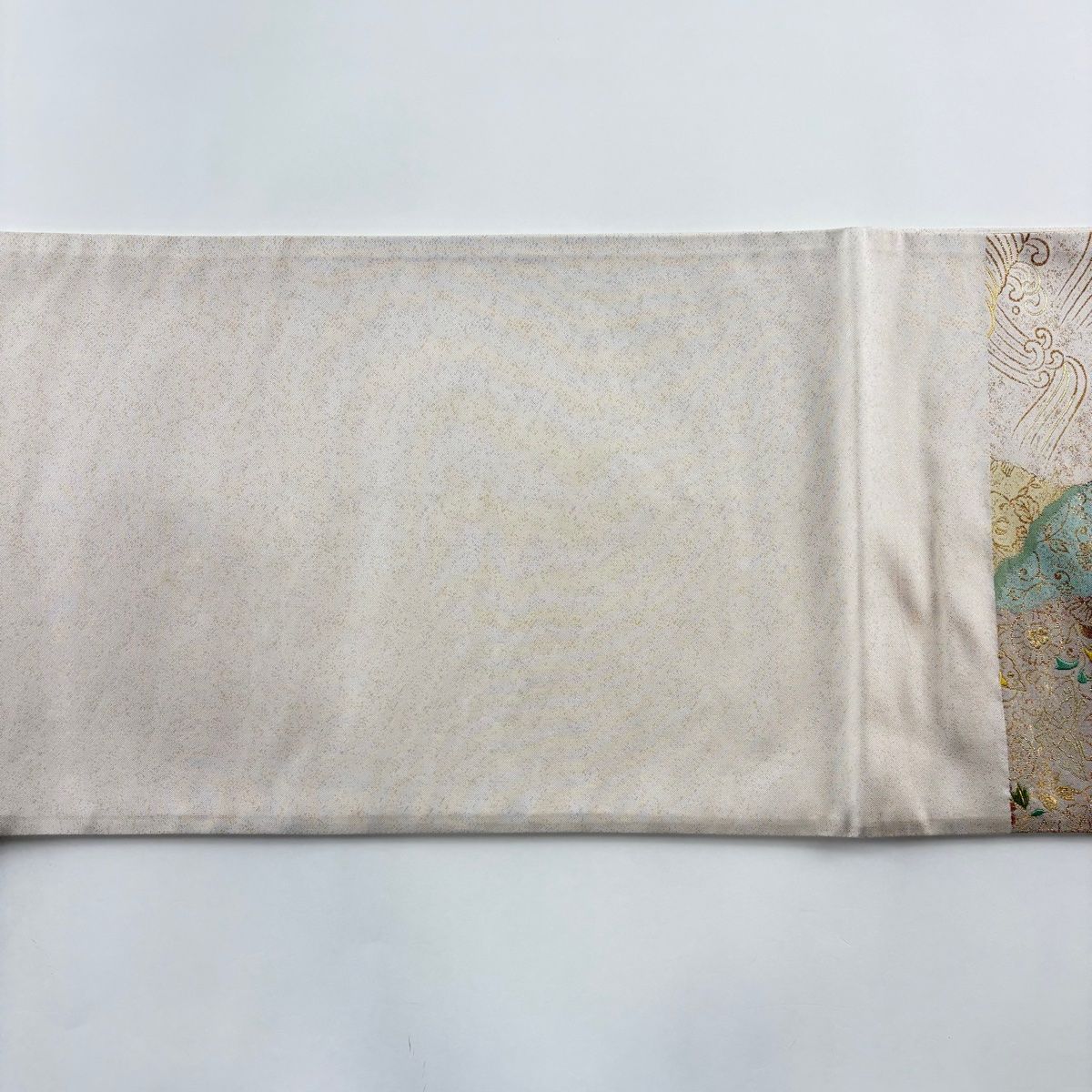 袋帯 美品 秀品 花唐草 花鳥 唐織 箔 灰白 六通 正絹 【中古